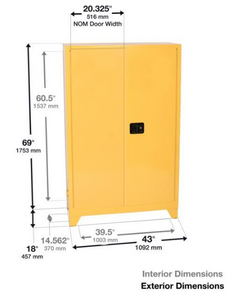 Eagle Tower™ Safety Cabinet, 45 Gal., 2 Shelves, 2 Door, Self Close, Yellow