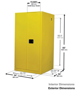 Eagle Flammable Liquid Safety Cabinet, 60 Gal. 2 Shelves, 2 Door, Self Close, Gray