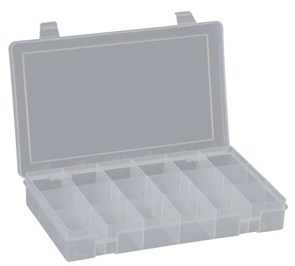 Durham SP18-CLEAR Small, Plastic Compartment Box, 18 Opening