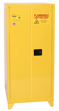 Eagle Tower™ Safety Cabinet, 60 Gal., 2 Shelves, 2 Door, Manual Close, Yellow