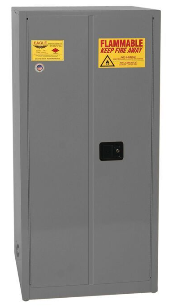 Eagle Flammable Liquid Safety Cabinet, 60 Gal. 2 Shelves, 2 Door, Self Close, Gray