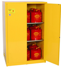 Load image into Gallery viewer, Eagle Flammable Liquid Safety Cabinet, 90 Gal., 2 Shelves, 2 Door, Manual Close, Yellow