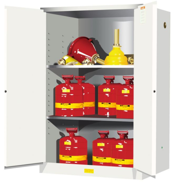 Sure-Grip® EX 90-gal.capacity Flammable Cabinet w/ 2 Shelves & 2 Manual Close Doors - White