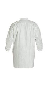 DuPont™ Tyvek® 400 Frock - Collar - Elastic Wrists - Extends to Knee - Front Snap Closure - Serged Seams - White - Large - 30/PK