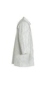 DuPont™ Tyvek® 400 Lab Coat - Collar - Open Wrists -Extends Below Hip - Front Snap Closure -2 Pockets -Serged Seams -White - XL - 30/PK