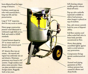 Clemco 10 cu ft Classic Blast Machine Model 3661 with Flat Sand Valve (FSV) - Stationary 1-1/4 inch Piping - With TLR-300 Remote