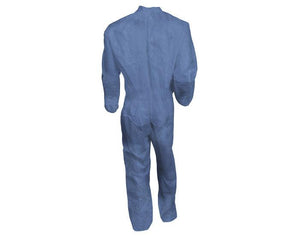 Kimberly Clark Kleenguard A60 Bloodborne Pathogen & Chemical Protection Apparel Coveralls -Zipper Front, Storm Flap, Elastic Back, Wrists & Ankles - Blue - 2XL - 24 Each Case