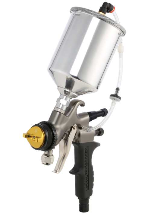 Apollo 7700 Metal Composite Matte Bronze HVLP Compressed Air Spray Gun w/ 1000cc Gravity Cup