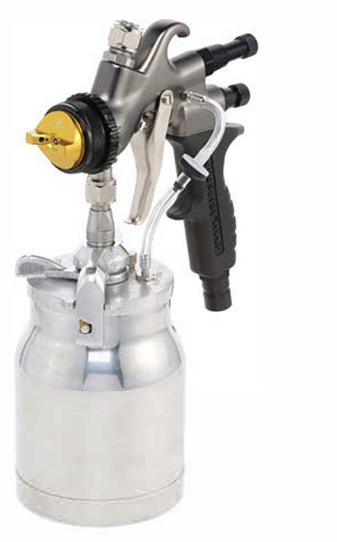 Apollo 7700 Metal Composite Matte Bronze HVLP Compressed Air Spray Gun w/ 1 QT ‐ Teflon Coated Bottom Type Cup