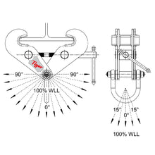 Load image into Gallery viewer, Tiger Lifting 20-tons Fixed Jaw Heavy Duty Beam Clamp  w/ Shackle BCF