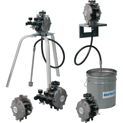 BINKS DX200 1:1 Stainless Steel Body Diaphragm Pump w/ 2 Pump Air Controls 2 Gun Air Controls Fluid Regulator Suction Hose & Fluid Filter - Cart Mounting