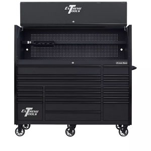 Extreme Tools® RX Series 72"W x 30"D Professional Hutch & 19 Drawer Roller Cabinet w/ 250lbs Slides Combo