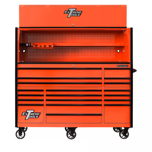 Extreme Tools® RX Series 72"W x 30"D Professional Hutch & 19 Drawer Roller Cabinet w/ 250lbs Slides Combo