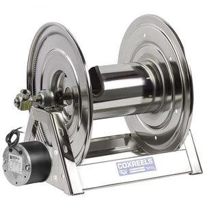 Cox Hose Reels - 1125-SS "Stainless Steel" Series (SP Finish) : 115V AC 1/2 HP EXP> Reversible AC Rectified / 3/4"X200'