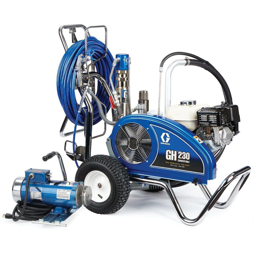 Graco GH 230 Convertible ProContractor Series Gas Hydraulic Airless Sprayer with Electric Motor Kit