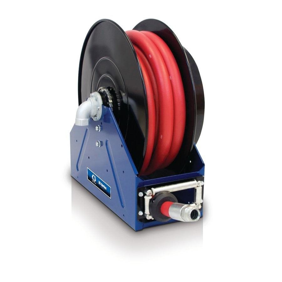 Graco XD50 NPT Hose Reel w/ 1 in. X 75 ft. Hose - Diesel Fuel - Metallic Blue