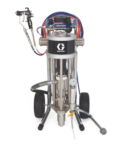 Graco Merkur Bellows 1500 PSI @ 2.4 GPM 15:1 U-Cup w/ Drain Valves & Fluid Filter - Cart Mount Piston Pump w/ Air-Assisted Airless (AA) Package