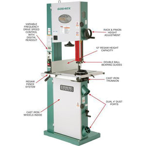 Grizzly Industrial 17" 2 HP Metal/Wood Bandsaw w/Inverter Motor