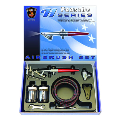 Paasche Single Action Set w/ Metal Handle (.45, .65, & 1.05mm heads) & 1/8"BSP Adapter