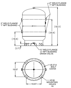 Industrial Air 120-Gallon Vertical ASME, 30" Diameter, with Lift Hook