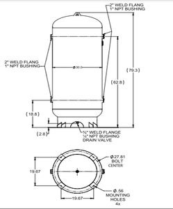 Industrial Air 200-Gallon 30" Diameter Vertical Air Receiver (200 PSI), with Lift Hook