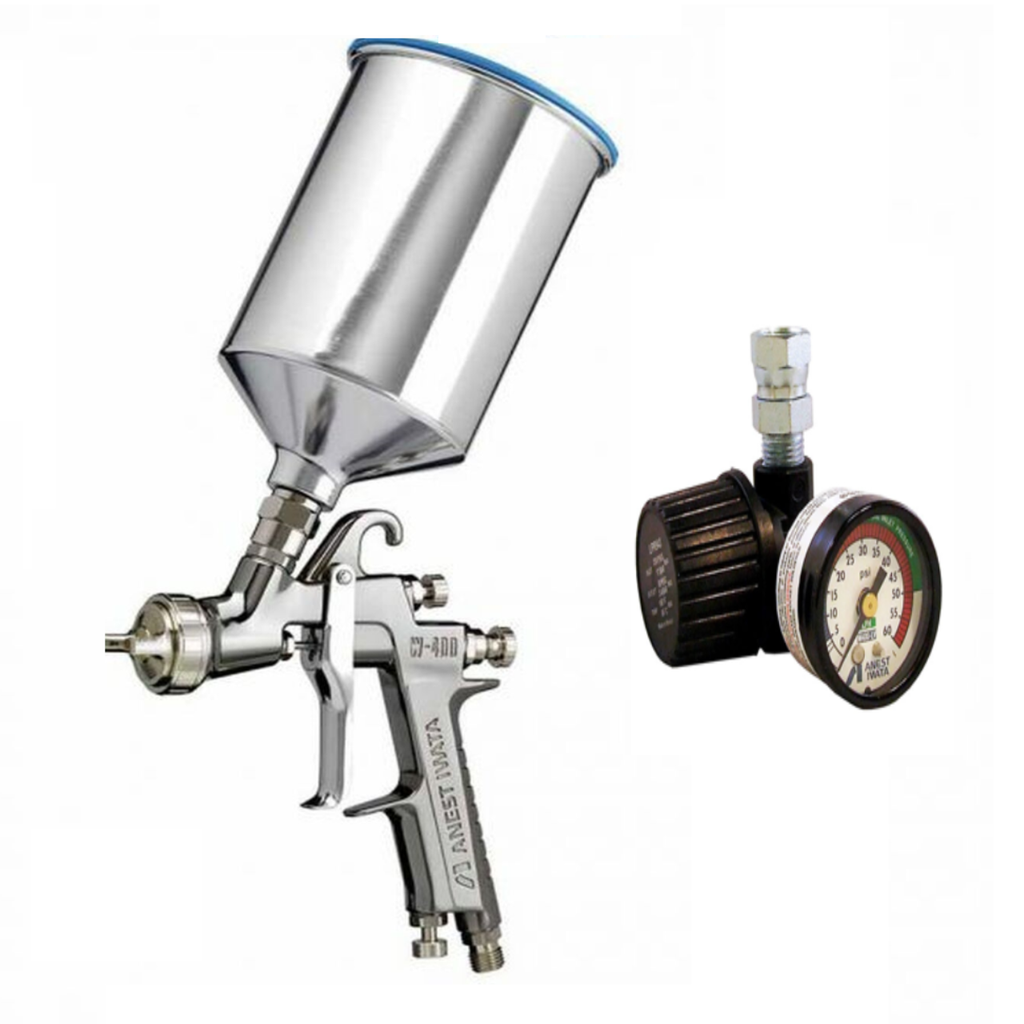 IWATA W400LV-134G Gravity Fed Spray Gun w/ PCG7EM 700ML Aluminum Cup & AK-1R Regulator