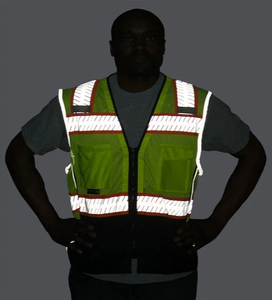 Majestic 75-3239 High Visibility Mesh Vest with DOT Reflective Chainsaw Striping - Hi-Vis Yellow - 1/EA
