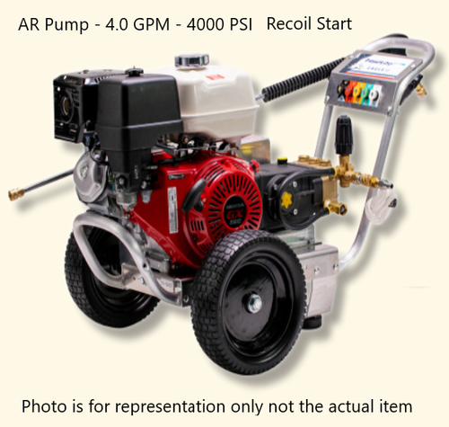 Pressure-Pro Eagle II 4000 PSI @ 4.0 GPM AR Pump Belt Drive Gas Honda Engine Cold Water Pressure Washer - Cart