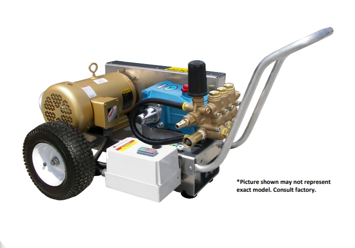 Pressure-Pro Eagle Series 3000 PSI @ 4.0 GPM 230V/3PH/17A/7.5HP CAT Pump Belt Drive EM3616T Motor Cold Water Electric Pressure Washer - Cart