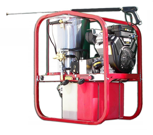 Pressure-Pro Dirt Laser Series 3000 PSI @ 5.0 GPM AR Pump Belt Drive Vanguard Engine Hot Water Gas Pressure Washer w/ Electric Start Diesel Heated - Skid