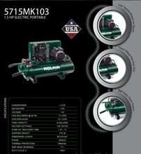 Load image into Gallery viewer, Rolair Systems 90 PSI @ 7.3 CFM Single Stage 115/230 Volt – 60 Hz 1.5HP 9gal. Electric Belt Drive Air Compressor