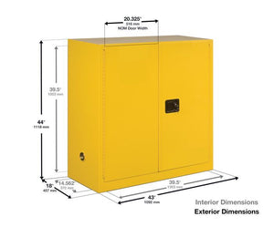 Sure-Grip® EX 30-gal. capacity Yellow Safety Cabinet w/ Can Package & 2 Self-Close Doors