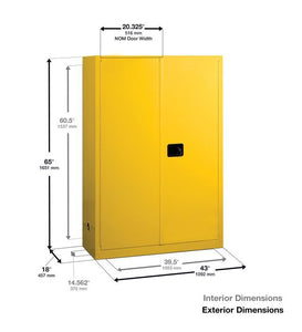 Sure-Grip® EX 45-gal. capacity Safety Cabinet Safety Cabinet with Can Package 2 Self-Close Doors & 2 Shelves - Yellow