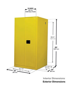 Sure-Grip® EX 60-gal.capacity Flammable Safety Cabinet w/ 2 Shelves & 2 Manual-Close Doors - Red