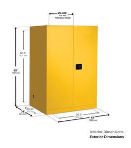 Sure-Grip® EX 90-gal.capacity Flammable Cabinet w/ 2 Shelves & 2 Manual Close Doors - Yellow