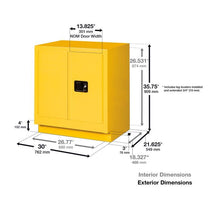 Load image into Gallery viewer, Sure-Grip® EX Under Fume Hood Flammable Cabinet w/ 1 Shelf &amp; 2 Manual Close Doors - Yellow